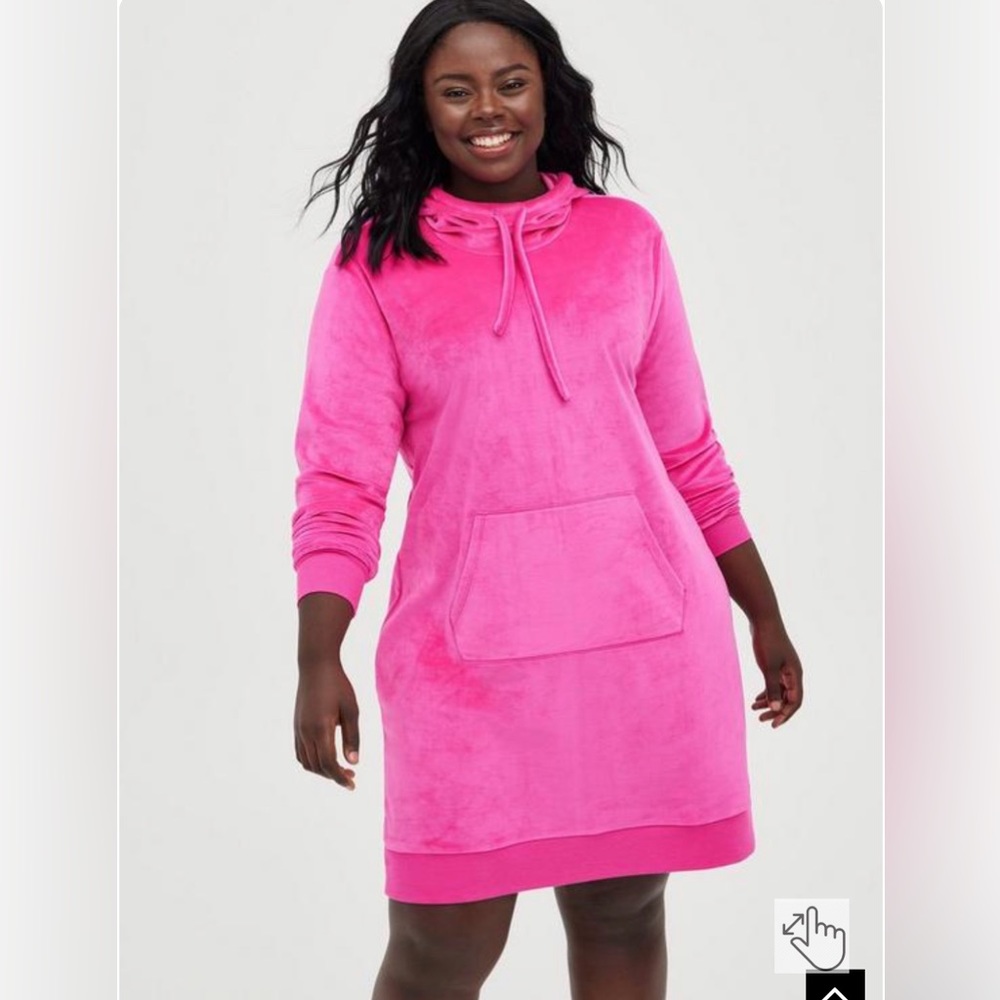 Torrid pink velour hoodie dress